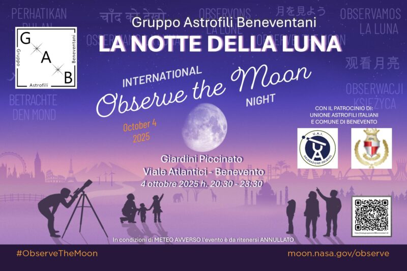 04/10/2025 – Osservazione della luna a Benevento, ai Giardini Piccinato, promossa dal GAB
