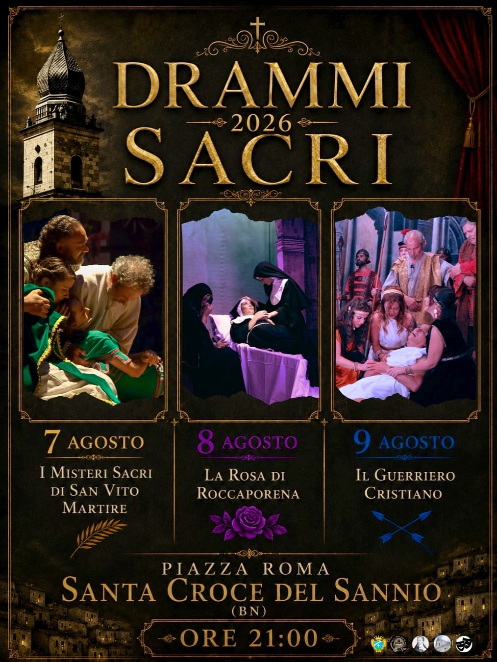 Locandina della rappresentazione di drammi sacri a Santa Croce del Sannio - 7, 8 e 9 agosto 2026